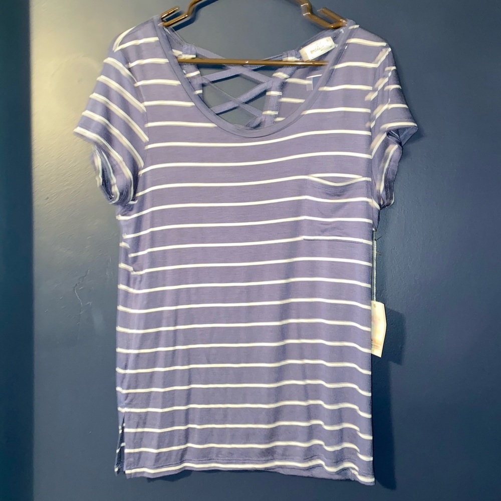 Striped navy blue and white shirt